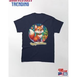 Cute Fox At Christmas Funny Classic Tshirt Unisex